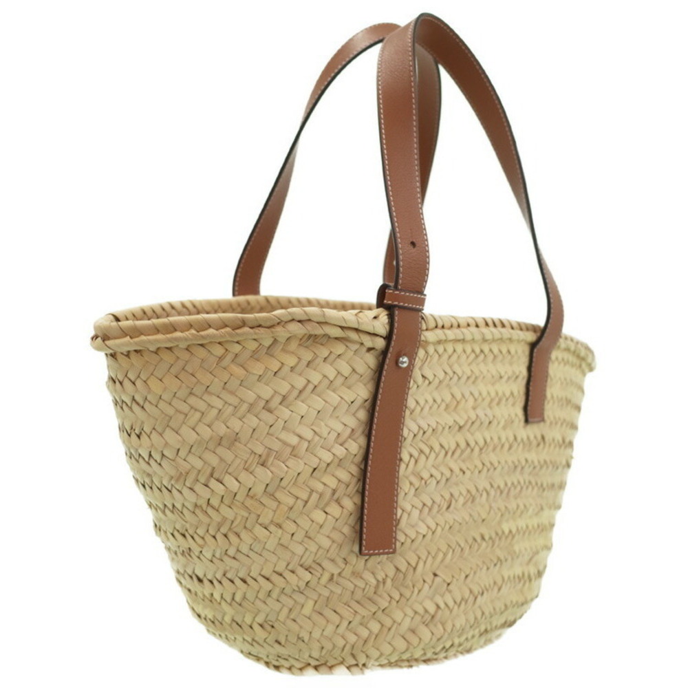 Loewe Paula Basket palm anagram calfskin leaf leather Ibiza Tan woven Bag